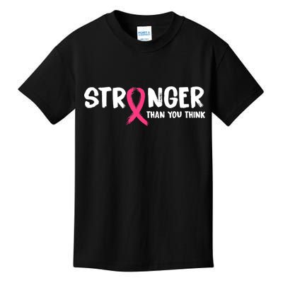 Stronger Than You Think Breast Cancer Ribbon  Kids T-Shirt