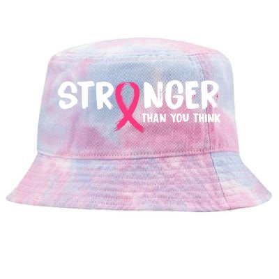 Stronger Than You Think Breast Cancer Ribbon  Tie-Dyed Bucket Hat