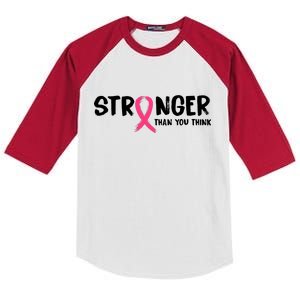 Stronger Than You Think Breast Cancer Ribbon  Kids Colorblock Raglan Jersey