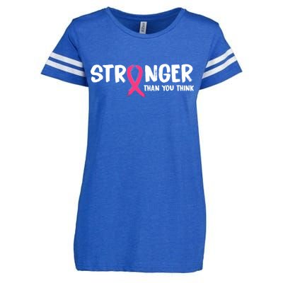 Stronger Than You Think Breast Cancer Ribbon  Enza Ladies Jersey Football T-Shirt