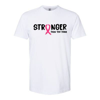 Stronger Than You Think Breast Cancer Ribbon  Softstyle® CVC T-Shirt