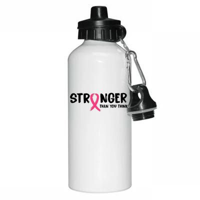 Stronger Than You Think Breast Cancer Ribbon  Aluminum Water Bottle