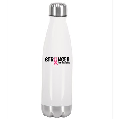 Stronger Than You Think Breast Cancer Ribbon  Stainless Steel Insulated Water Bottle