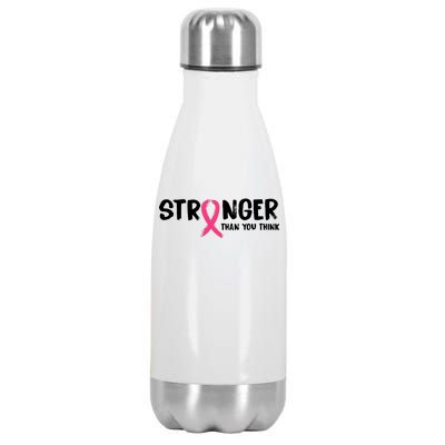 Stronger Than You Think Breast Cancer Ribbon  Stainless Steel Insulated Water Bottle