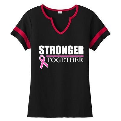 Stronger Together Breast Cancer Awareness Ladies Halftime Notch Neck Tee