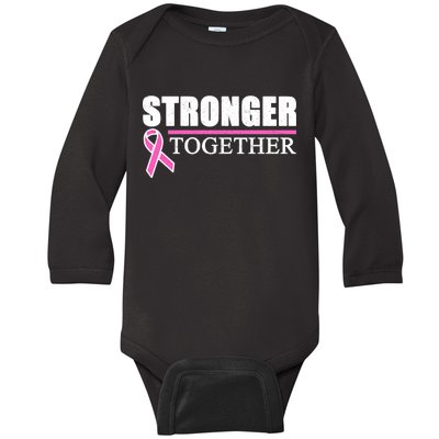 Stronger Together Breast Cancer Awareness Baby Long Sleeve Bodysuit