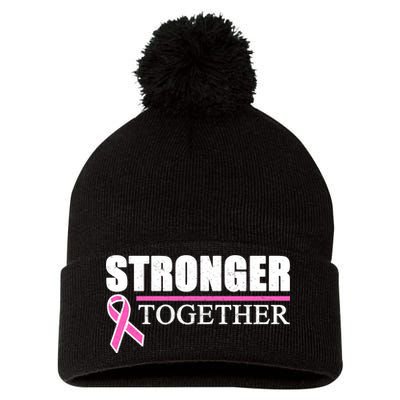 Stronger Together Breast Cancer Awareness Pom Pom 12in Knit Beanie