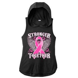 Stronger Together Support Breast Cancer Awareness  Ladies PosiCharge Tri-Blend Wicking Draft Hoodie Tank