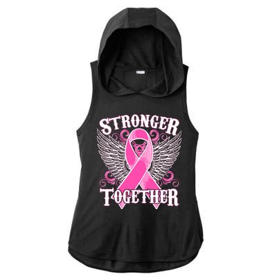 Stronger Together Support Breast Cancer Awareness  Ladies PosiCharge Tri-Blend Wicking Draft Hoodie Tank