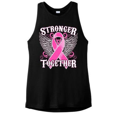 Stronger Together Support Breast Cancer Awareness  Ladies PosiCharge Tri-Blend Wicking Tank