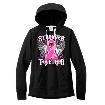 Stronger Together Support Breast Cancer Awareness  Women's Fleece Hoodie