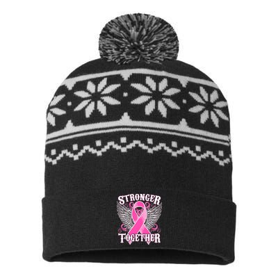 Stronger Together Support Breast Cancer Awareness  USA-Made Snowflake Beanie