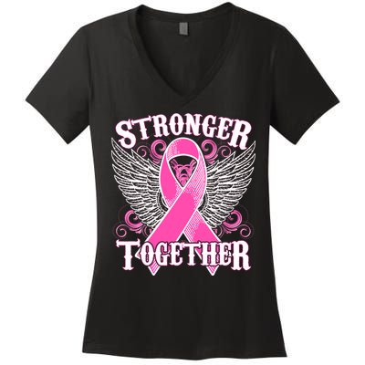 Stronger Together Support Breast Cancer Awareness  Women's V-Neck T-Shirt