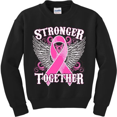 Stronger Together Support Breast Cancer Awareness  Kids Sweatshirt