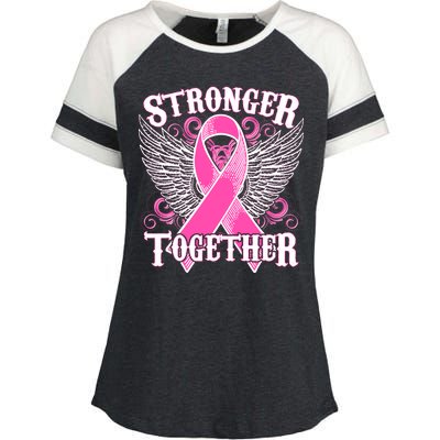 Stronger Together Support Breast Cancer Awareness  Enza Ladies Jersey Colorblock Tee