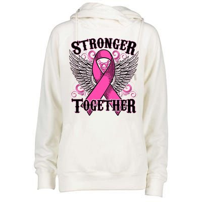 Stronger Together Support Breast Cancer Awareness  Womens Funnel Neck Pullover Hood