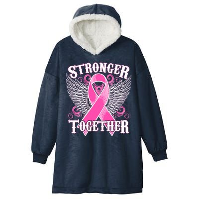 Stronger Together Support Breast Cancer Awareness  Hooded Wearable Blanket