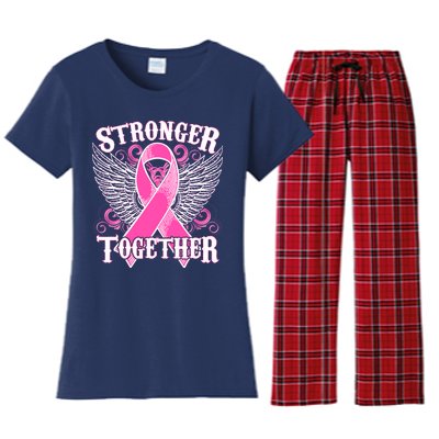 Stronger Together Support Breast Cancer Awareness  Women's Flannel Pajama Set