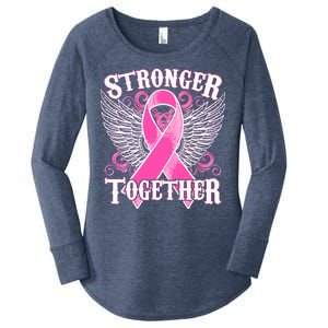 Stronger Together Support Breast Cancer Awareness  Women's Perfect Tri Tunic Long Sleeve Shirt