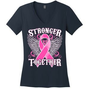 Stronger Together Support Breast Cancer Awareness  Women's V-Neck T-Shirt