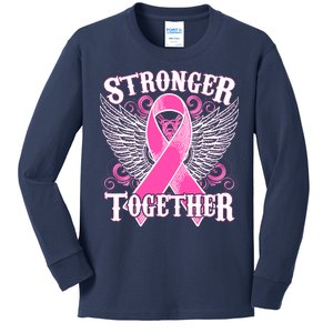 Stronger Together Support Breast Cancer Awareness  Kids Long Sleeve Shirt