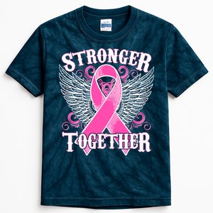 Stronger Together Support Breast Cancer Awareness  Kids Tie-Dye T-Shirt