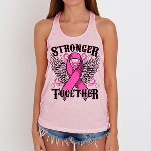 Stronger Together Support Breast Cancer Awareness  Women's Knotted Racerback Tank