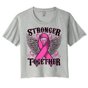 Stronger Together Support Breast Cancer Awareness  Women's Crop Top Tee