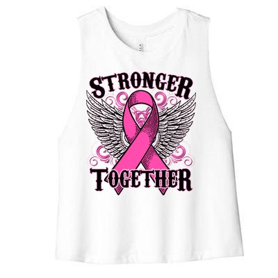 Stronger Together Support Breast Cancer Awareness  Women's Racerback Cropped Tank