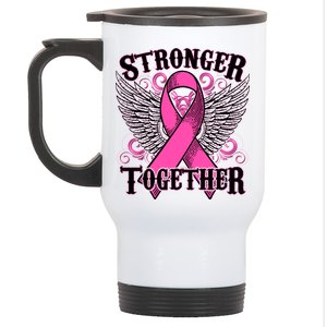 Stronger Together Support Breast Cancer Awareness  Stainless Steel Travel Mug