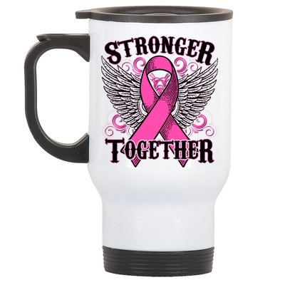 Stronger Together Support Breast Cancer Awareness  Stainless Steel Travel Mug