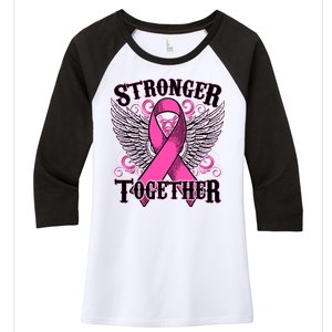 Stronger Together Support Breast Cancer Awareness  Women's Tri-Blend 3/4-Sleeve Raglan Shirt