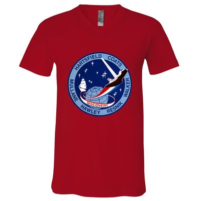 STS-41D Mission Insignia Patch Space Shuttle Challenger V-Neck T-Shirt