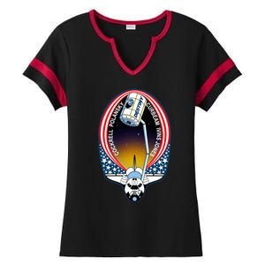 STS-98 Mission Patch Space Shuttle Atlantis Ladies Halftime Notch Neck Tee