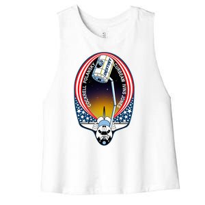 STS-98 Mission Patch Space Shuttle Atlantis Women's Racerback Cropped Tank