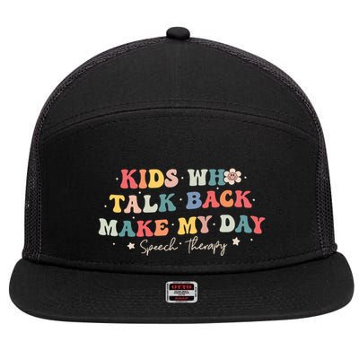 Speech Therapy Speech Language Pathologist Slp Gift 7 Panel Mesh Trucker Snapback Hat