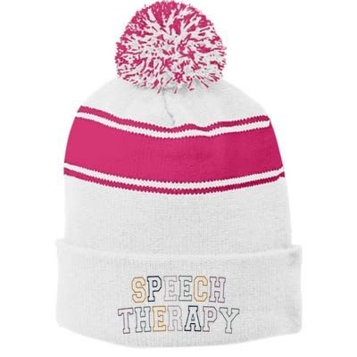 Speech Therapy Speech Language Pathologist Therapist Stripe Pom Pom Beanie