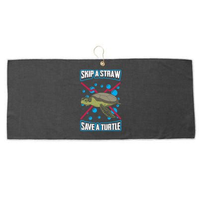 Skip The Straw Save A Turtle Clean Oceans Gift Large Microfiber Waffle Golf Towel