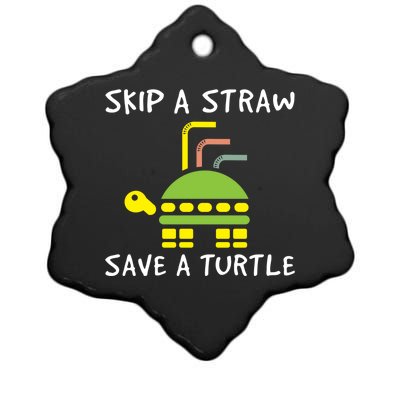 Skip The Straw Save A Turtle Funny Gift Ceramic Star Ornament