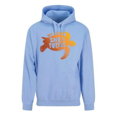 Skip The Straw Save A Turtle Sea Ocean Planet Nature Funny Gift Unisex Surf Hoodie