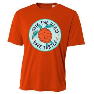 Skip The Straw Save Turtle Ocean Lover Meaningful Gift Cooling Performance Crew T-Shirt