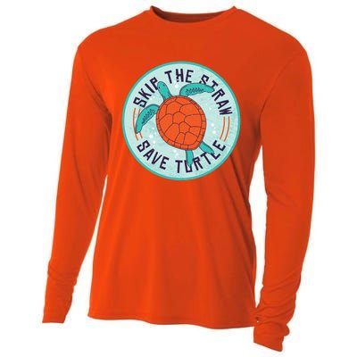 Skip The Straw Save Turtle Ocean Lover Meaningful Gift Cooling Performance Long Sleeve Crew