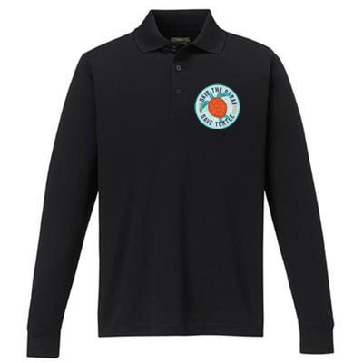 Skip The Straw Save Turtle Ocean Lover Meaningful Gift Performance Long Sleeve Polo