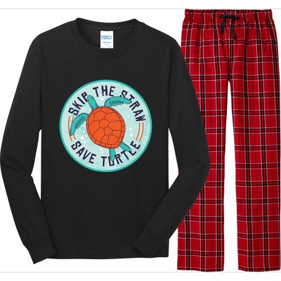 Skip The Straw Save Turtle Ocean Lover Meaningful Gift Long Sleeve Pajama Set