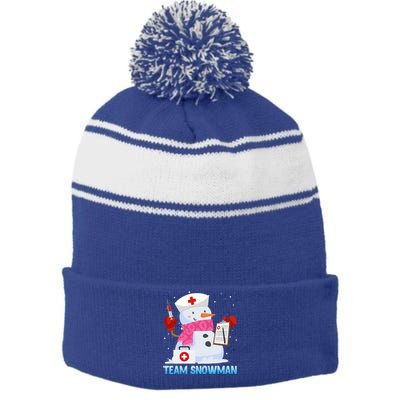 Snow Team Snow Lover Clinic Nurse Doctors Meaningful Gift Stripe Pom Pom Beanie