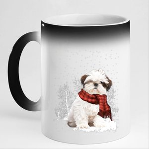 Shih Tzu Snow Scarf Dogs Xmas Christmas Shih Tzu Lover Funny Gift 11oz Black Color Changing Mug