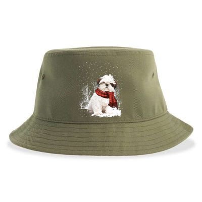 Shih Tzu Snow Scarf Dogs Xmas Christmas Shih Tzu Lover Funny Gift Sustainable Bucket Hat