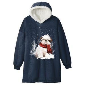 Shih Tzu Snow Scarf Dogs Xmas Christmas Shih Tzu Lover Funny Gift Hooded Wearable Blanket