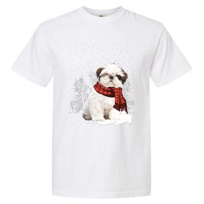 Shih Tzu Snow Scarf Dogs Xmas Christmas Shih Tzu Lover Funny Gift Garment-Dyed Heavyweight T-Shirt