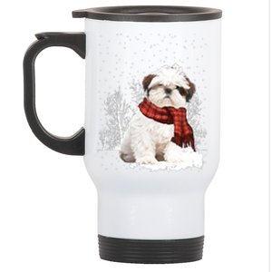 Shih Tzu Snow Scarf Dogs Xmas Christmas Shih Tzu Lover Funny Gift Stainless Steel Travel Mug